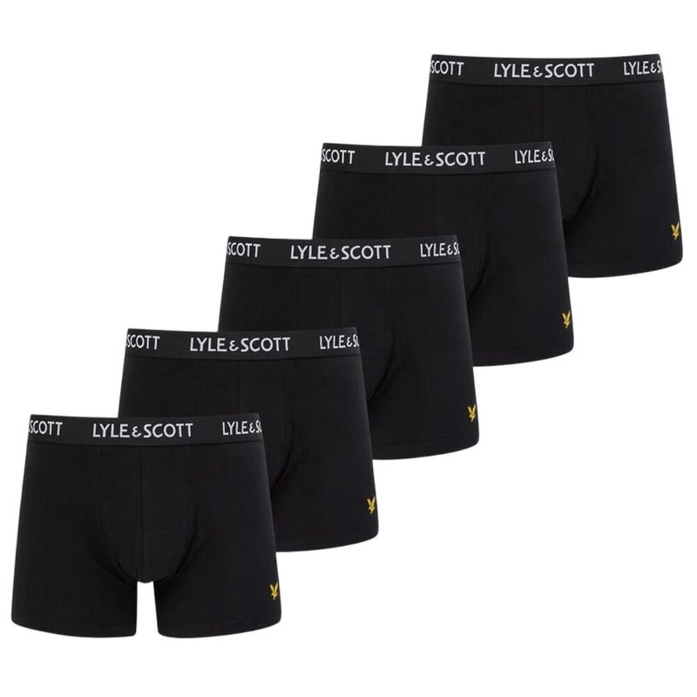 Lyle & Scott Mens Cotton Blend Boxer Shorts (Pack of 5) / Black